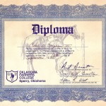 Carl Stephens III diploma from Oklahoma Farrier's College